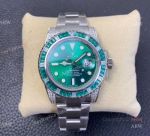 KS Factory Swiss Replica Rolex Submariner Green Dial Sapphire And Diamond Watch